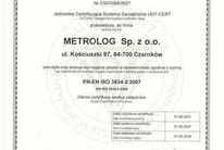 Certyfikat PN-EN ISO 3834-2:2007 str. 1
