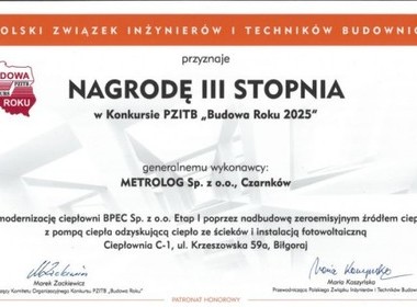 NAGRODA „BUDOWA ROKU 2025” DLA METROLOG